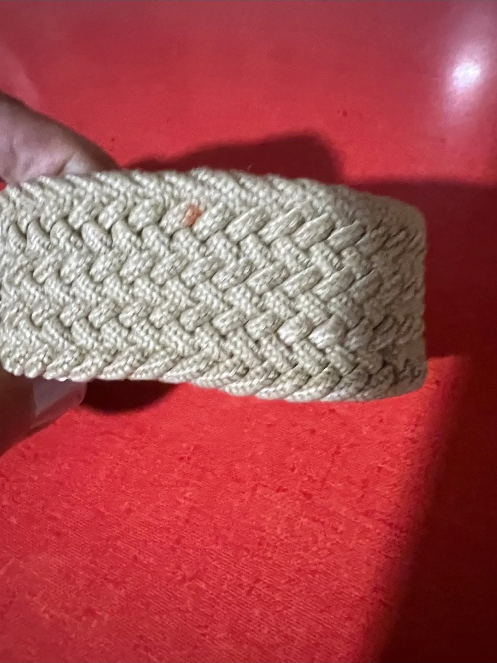 Original Penguin Men’s Tan Braided Woven Belt Size 34 Leather Trim